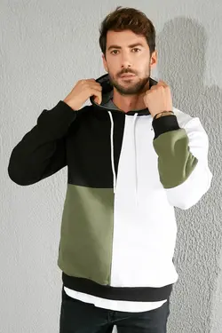 سوییشرت تیکه دار اسلیم فیت مشکی برند Sateen Men کد 1644907191