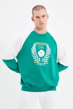 سوییشرت گشاد مردانه سبز زمردی برند TRENDYOL MAN کد 1644815018