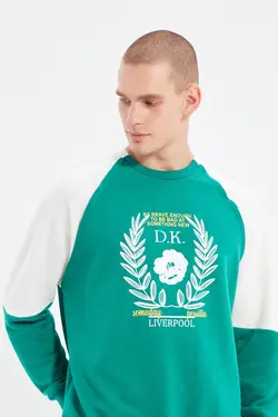سوییشرت گشاد مردانه سبز زمردی برند TRENDYOL MAN کد 1644815018