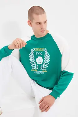 سوییشرت گشاد مردانه سبز زمردی برند TRENDYOL MAN کد 1644815018