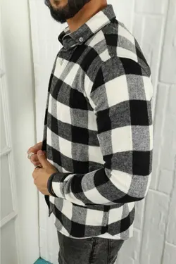 پیراهن طرح‎دار شطرنجی مشکی مردانه برند NG Giyim کد 1668689885