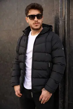 کاپشن بادگیر آب آستر خزدار مردانه مشکی برند Bossago کد 1668682639