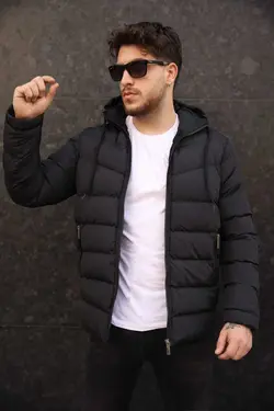 کاپشن بادگیر آب آستر خزدار مردانه مشکی برند Bossago کد 1668682639