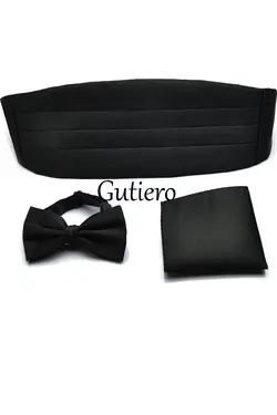 ست کمربند دار دامادی مردانه اسموکین مشکی برند Gutiero کد 1644501634