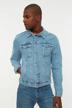 ژاکت اسلیم فیت مردانه آبی روشن برند TRENDYOL MAN کد 1644473880
