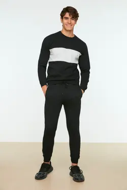 ست لباس راحتی متناسب مردانه مشکی خط‎دار برند TRENDYOL MAN کد 1644473806