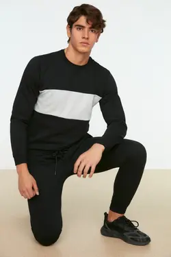 ست لباس راحتی متناسب مردانه مشکی خط‎دار برند TRENDYOL MAN کد 1644473806
