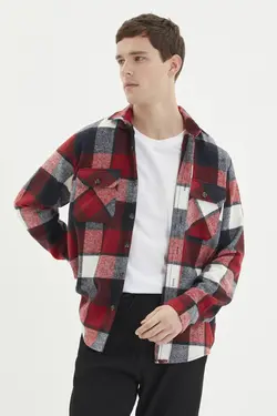 پیراهن ست متناسب مردانه جیب‌دار قرمز برند TRENDYOL MAN کد 1644473881