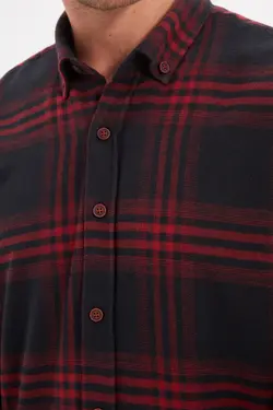 پیراهن اسلیم فیت مردانه یقه شطرنجی مشکی برند TRENDYOL MAN کد 1644473792