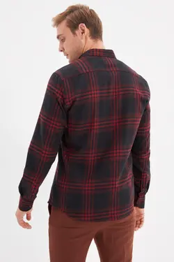 پیراهن اسلیم فیت مردانه یقه شطرنجی مشکی برند TRENDYOL MAN کد 1644473792