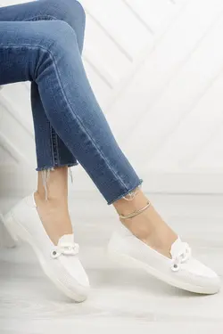 کفش راحتی بافتنی سگک دار زنانه سفید برند Moda Değirmeni کد 1644216696