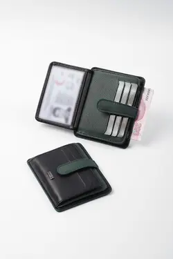 جا کارتی چرم اصل مشکی- سبز برند Cengiz Pakel کد 1644202811