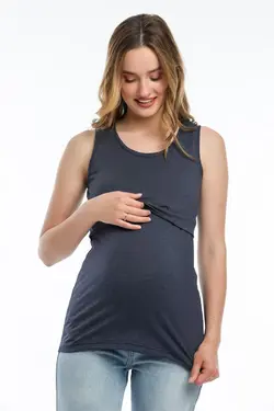 تیشرت بارداری شیردهی سرمه ای برند Perla Blanca کد 1644197228