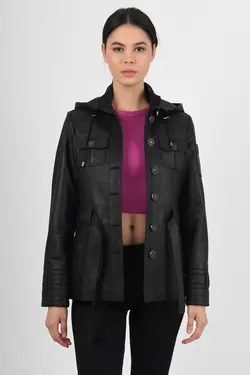 کت دکمه‎دار چرم اصل زنانه برند ALİN کد 1644067870