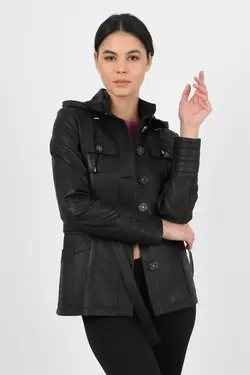 کت دکمه‎دار چرم اصل زنانه برند ALİN کد 1644067870