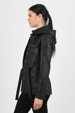 کت دکمه‎دار چرم اصل زنانه برند ALİN کد 1644067870