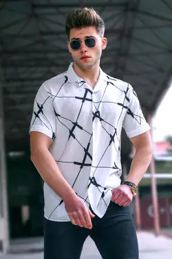 پیراهن طرح‎دار سفید برند Madmext کد 1644075318