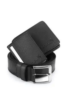 جا کارتی کیف پول ست کمربند دار مردانه چرم مصنوعی مشکی برند polo air کد 1643869670
