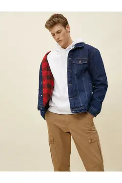 کت جین مردانه طرح‎دار جیبدار برند Koton کد 1643789180