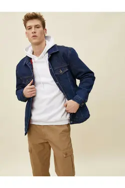 کت جین مردانه طرح‎دار جیبدار برند Koton کد 1643789180