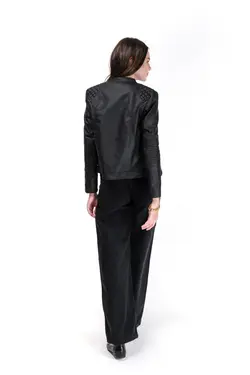 کت چرم بایکر یقه دیپلمات برند giasso کد 1643118670