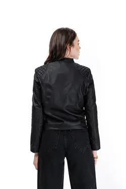 کت چرم بایکر یقه دیپلمات برند giasso کد 1643118670