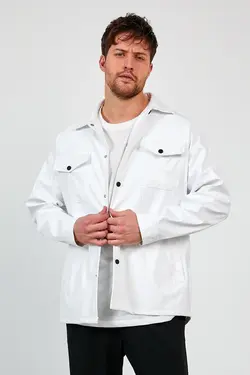 کت چرم پیراهن گشاد مردانه مصنوعی یقه سفید برند Ossyhomer کد 1643003336