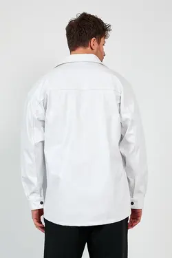 کت چرم پیراهن گشاد مردانه مصنوعی یقه سفید برند Ossyhomer کد 1643003336