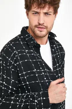 پیراهن گشاد مردانه چهارخانه مشکی برند Enuygunenmoda کد 1643002444