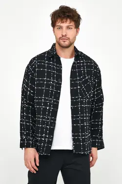 پیراهن گشاد مردانه چهارخانه مشکی برند Enuygunenmoda کد 1643002444