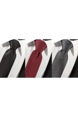 کراوات بسته ست دستمال طرحدار دودی زرشکی مشکی برند BLC Basic Line Co. کد 1642949894