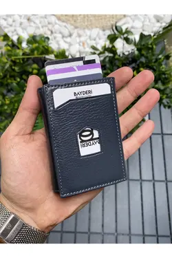 کیف پول جا کارتی چرم اصل طوسی برند bayderi کد 1642683626