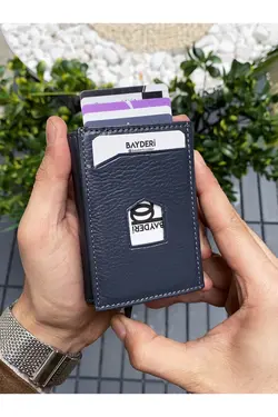 کیف پول جا کارتی چرم اصل طوسی برند bayderi کد 1642683626