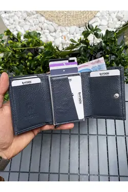 کیف پول جا کارتی چرم اصل طوسی برند bayderi کد 1642683626