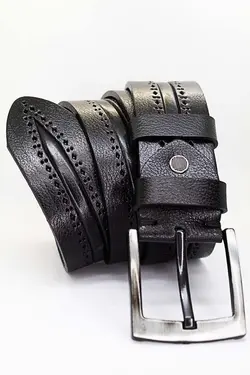کمربند طرحدار کمر شلوار مردانه جین چرم اصل مشکی 4.3cm برند GAYIŞ کد 1642607650