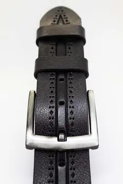 کمربند طرحدار کمر شلوار مردانه جین چرم اصل مشکی 4.3cm برند GAYIŞ کد 1642607650