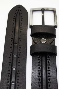 کمربند طرحدار کمر شلوار مردانه جین چرم اصل مشکی 4.3cm برند GAYIŞ کد 1642607650
