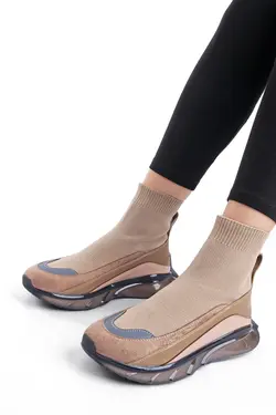 پوتین اسپرت بافتنی کف شفاف کلفت زنانه برند Marjin کد 1642536424
