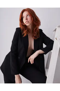 کت دکمه‎دار گشاد جدید مشکی برند jefledor کد 1642442829