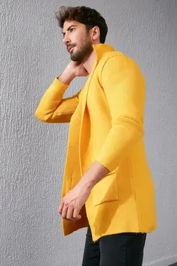 بافتنی جیب دار بلند خردلی برند Sateen Men کد 1642502047