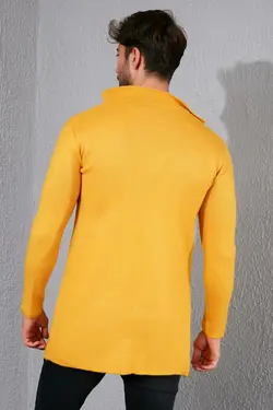 بافتنی جیب دار بلند خردلی برند Sateen Men کد 1642502047