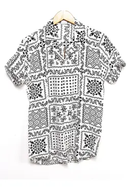 پیراهن مردانه ابریشم مصنوعی آستین کوتاه طرح‎دار سفید برند İnan Store کد 1641887187