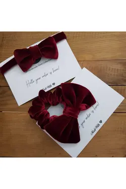 ست پاپیون سگک مخملی زرشکی برند N Natural Stone Concept کد 1641849968