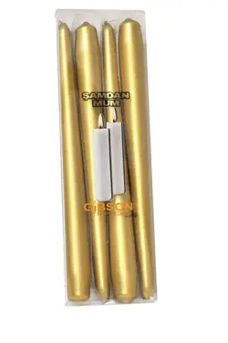 صدف دار شمع شمعدان استوانه طلاکاری شده بلند 4عدد طلایی رنگ مخروطی برند KÖKTEKİN SHOP کد 1641843369