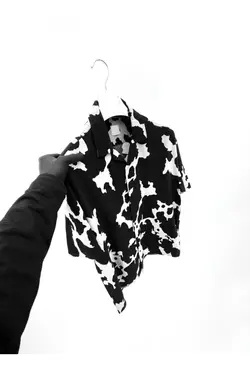 پیراهن گشاد طرح‎دار آستین کوتاه مشکی برند ablukaonline کد 1641714101