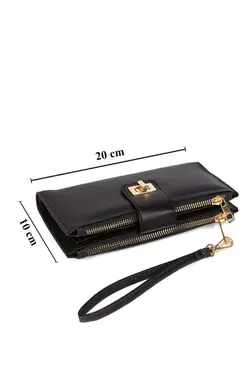 کیف پول جا کارتی قسمته سکه بند‎دار مچی زنانه مشکی قفل دار برند Newish Polo کد 1641529149