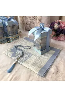سجاده ست جعبه‎دار ساده آبی سری برند bigese کد 1641103688