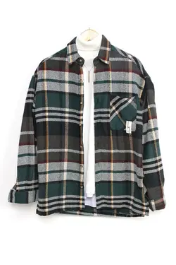 پیراهن گشاد فصل جدید شطرنجی سبز برند Boss ManSwear کد 1640423799