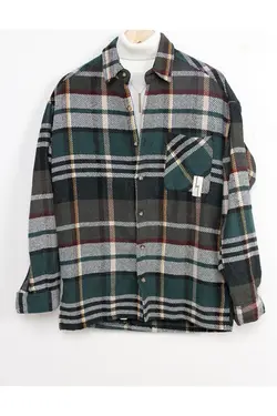 پیراهن گشاد فصل جدید شطرنجی سبز برند Boss ManSwear کد 1640423799