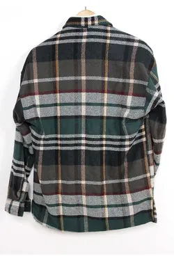 پیراهن گشاد فصل جدید شطرنجی سبز برند Boss ManSwear کد 1640423799